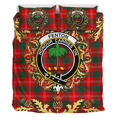 Fenton Tartan Crest Bedding Set - Golden Thistle Style
