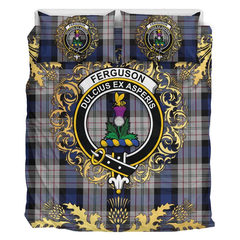 Ferguson Dress Tartan Crest Bedding Set - Golden Thistle Style