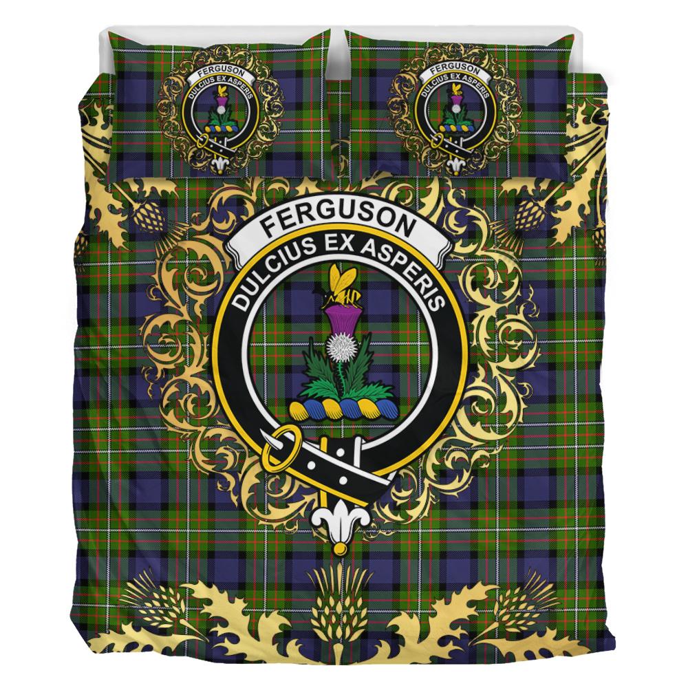 Ferguson Modern Tartan Crest Bedding Set - Golden Thistle Style