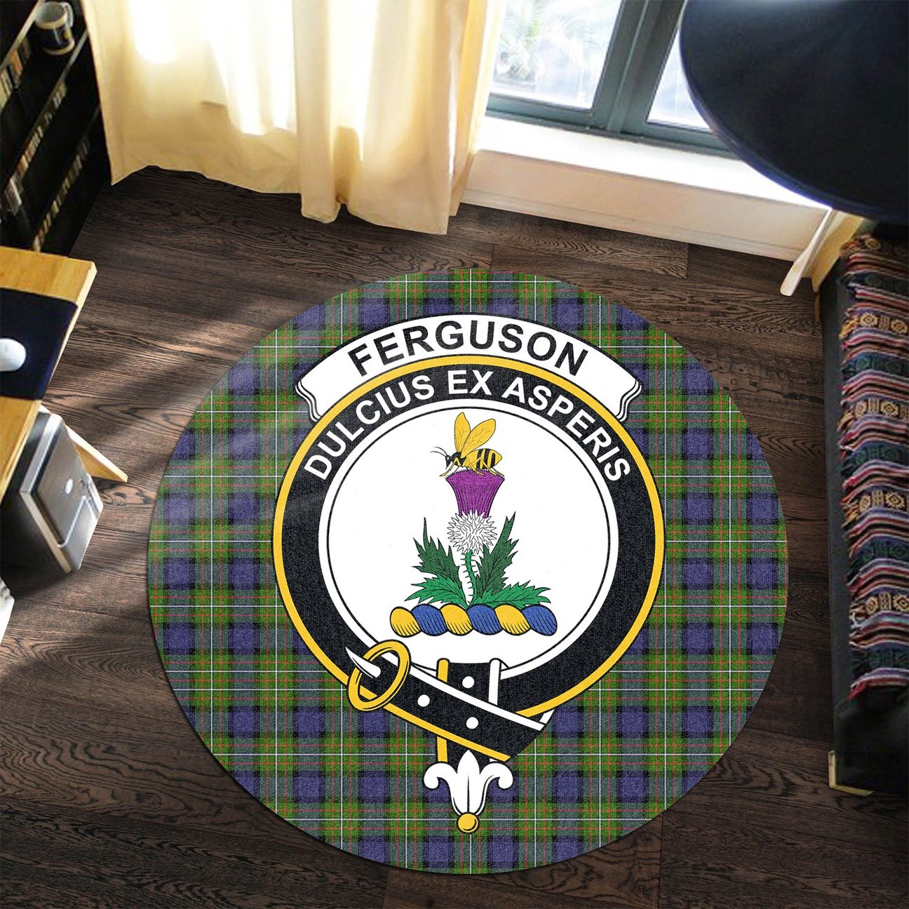 Ferguson Modern Tartan Crest Round Rug