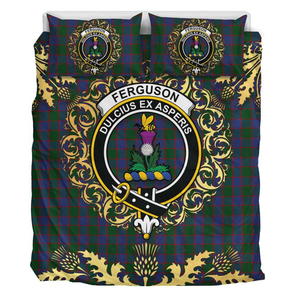 Ferguson Old Tartan Crest Bedding Set - Golden Thistle Style