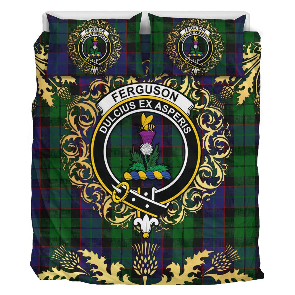 Ferguson of Balquhidder 02 Tartan Crest Bedding Set - Golden Thistle Style