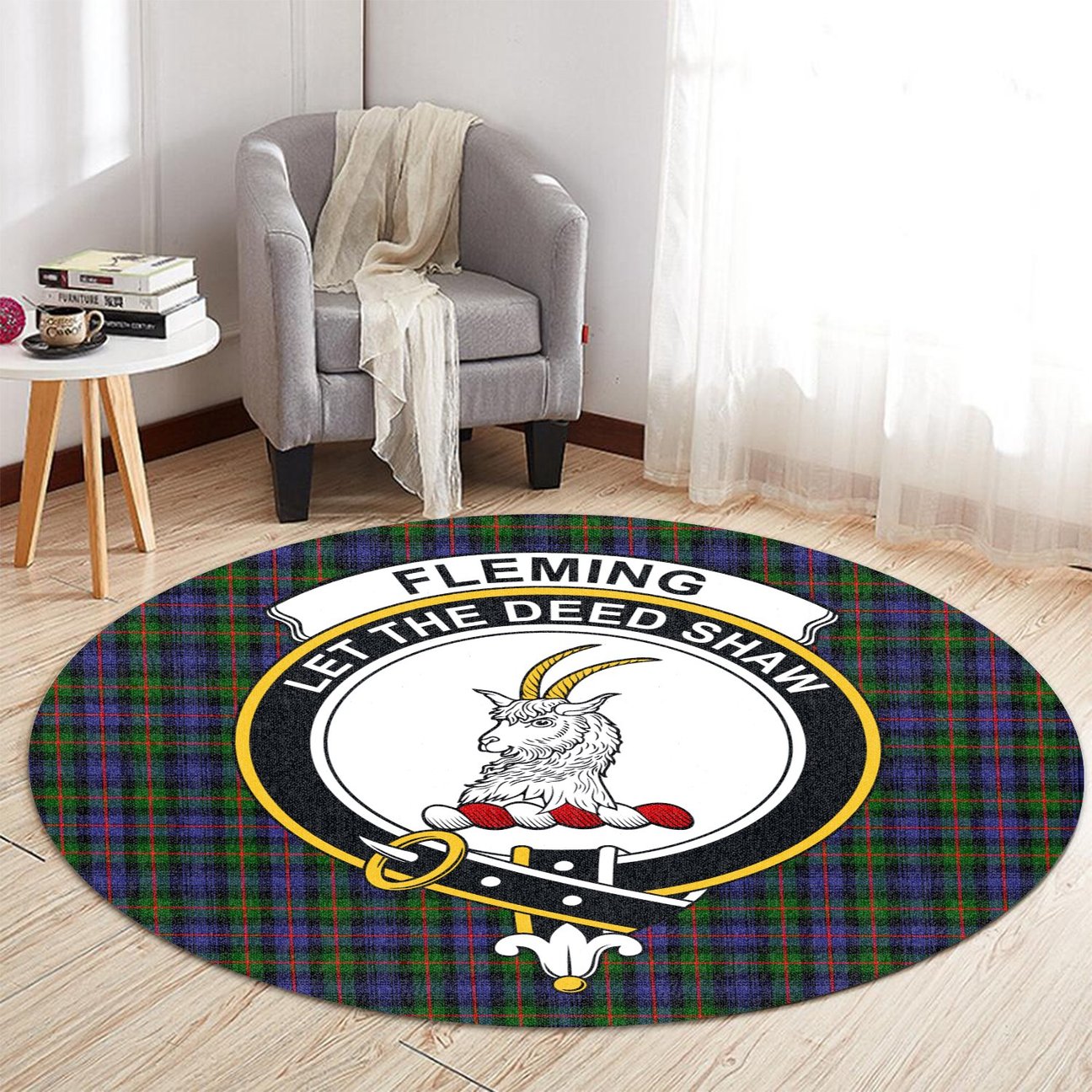 Fleming Tartan Crest Round Rug