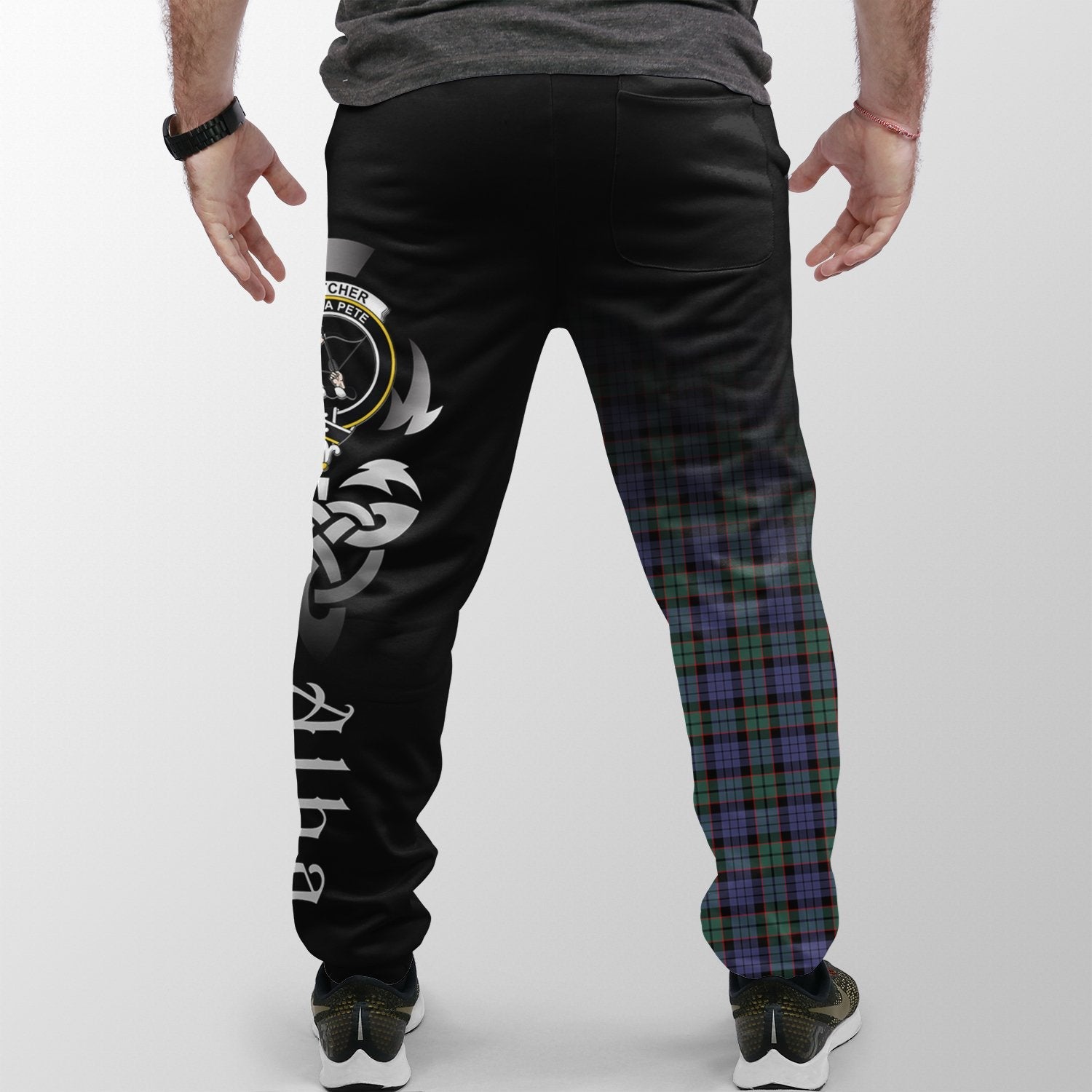 Fletcher Modern Tartan Crest Jogger Sweatpants - Alba Celtic Style