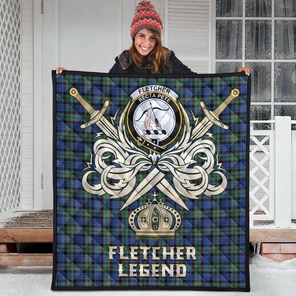 Fletcher Ancient Tartan Crest Legend Gold Royal Premium Quilt
