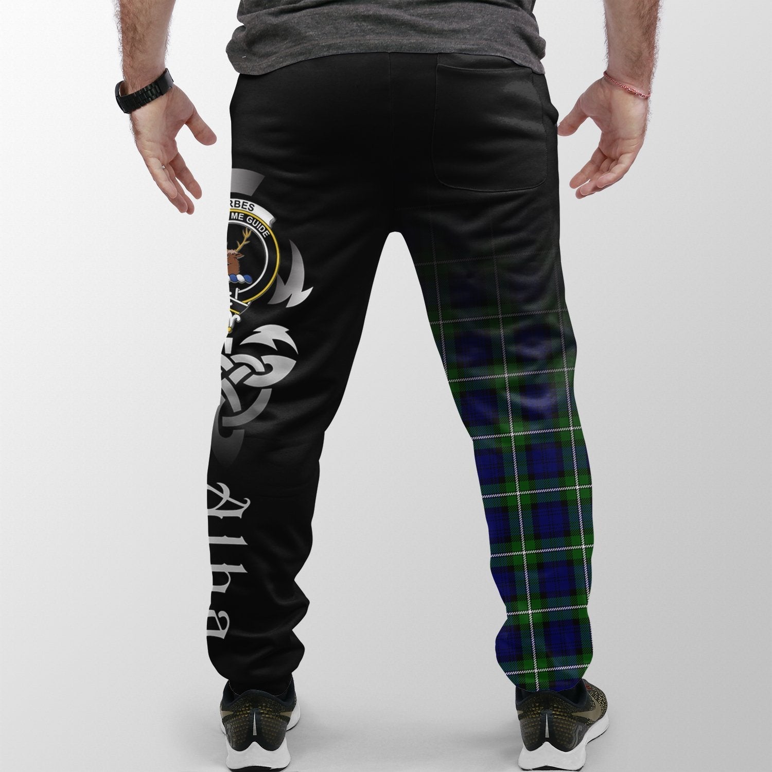 Forbes Modern Tartan Crest Jogger Sweatpants - Alba Celtic Style