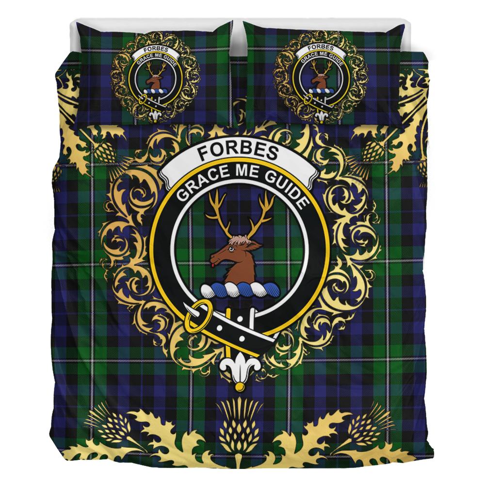 Forbes Ancient 02 Tartan Crest Bedding Set - Golden Thistle Style