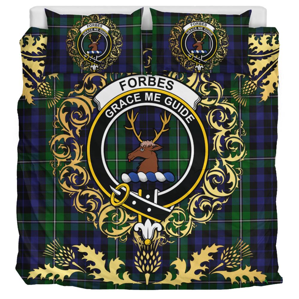 Forbes Ancient 02 Tartan Crest Bedding Set - Golden Thistle Style