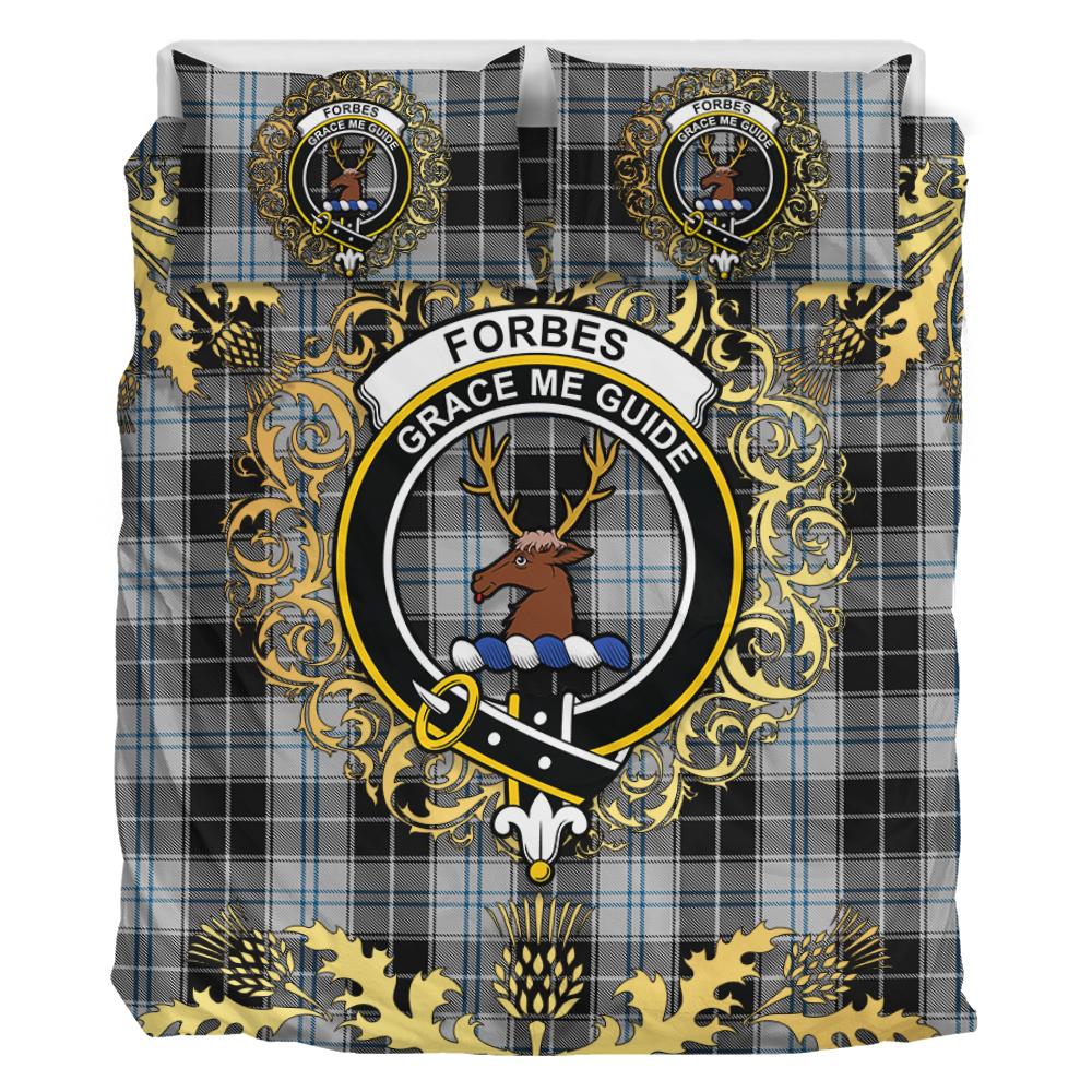 Forbes Dress Originaux Tartan Crest Bedding Set - Golden Thistle Style