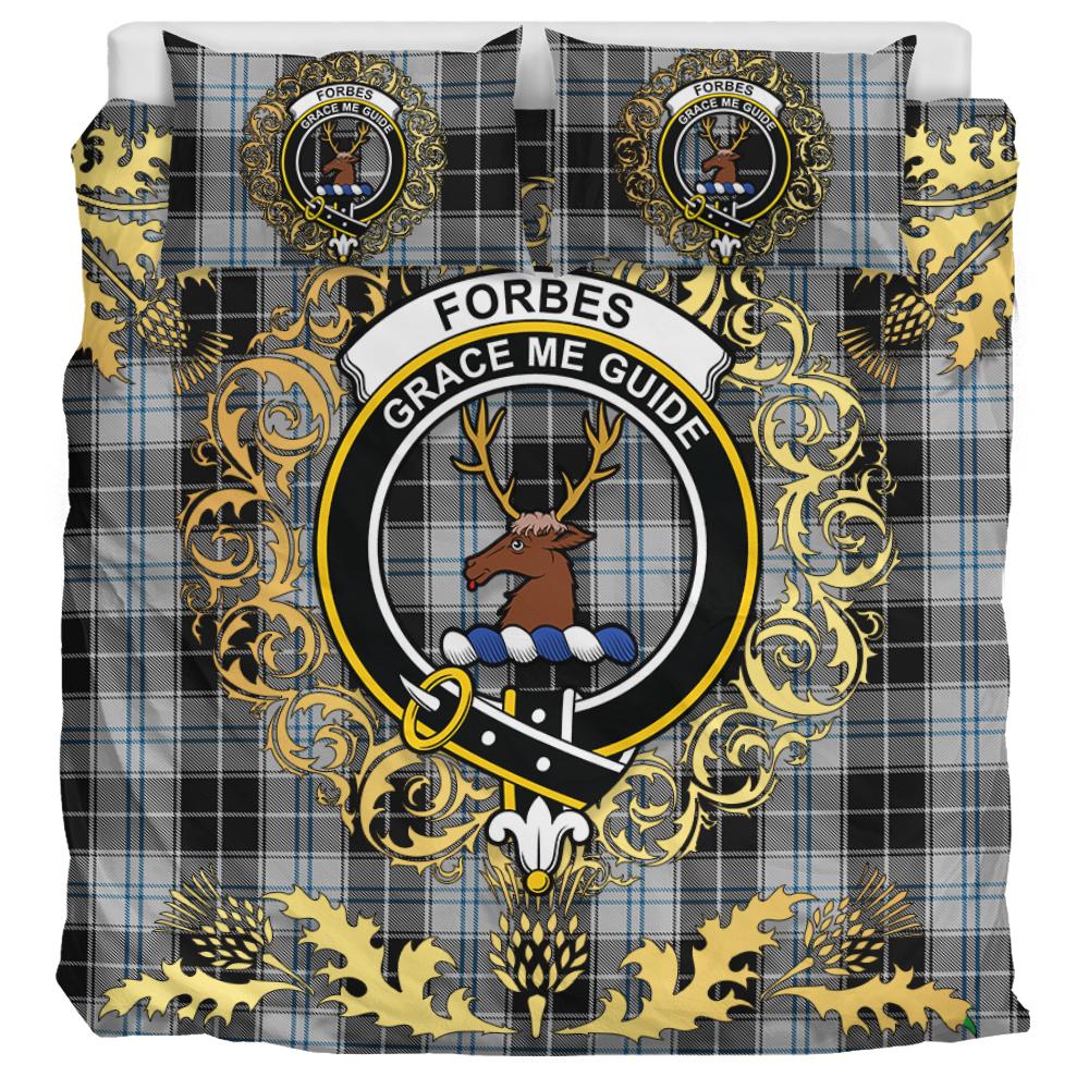 Forbes Dress Originaux Tartan Crest Bedding Set - Golden Thistle Style