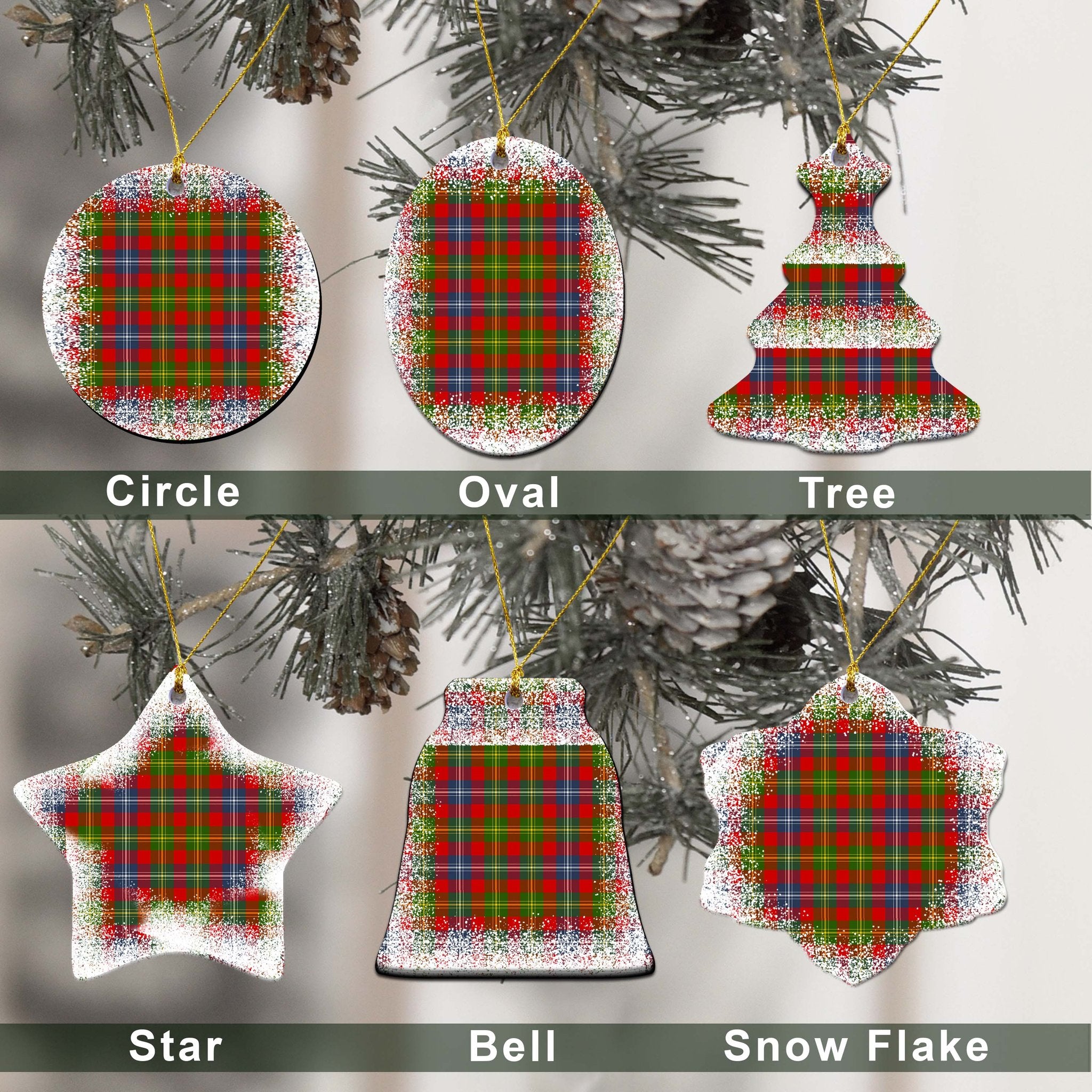 Forrester Tartan Christmas Ceramic Ornament - Snow Style