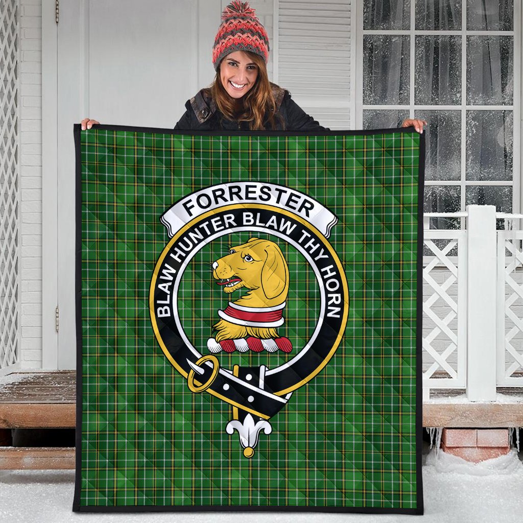 Forrester or Foster Hunting Tartan Crest Quilt