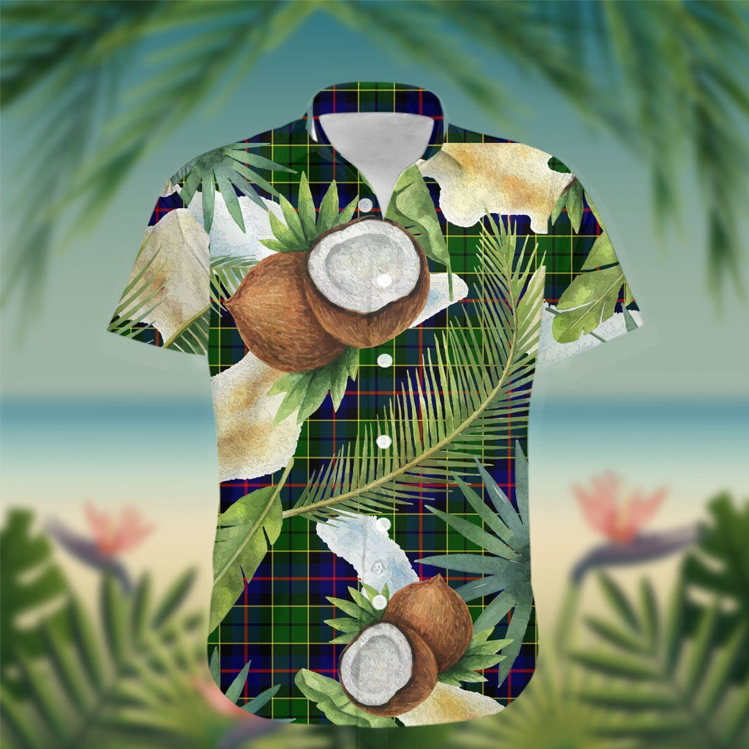Forsyth Tartan Hawaiian Shirt Hibiscus, Coconut, Parrot, Pineapple - Tropical Garden Shirt