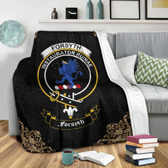 Forsyth Crest Tartan Premium Blanket Black