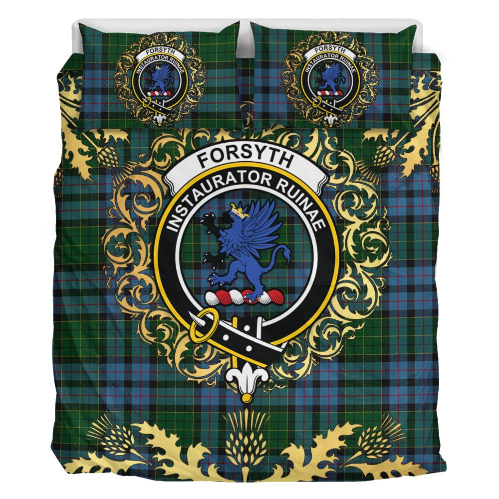 Forsyth 01 Tartan Crest Bedding Set - Golden Thistle Style