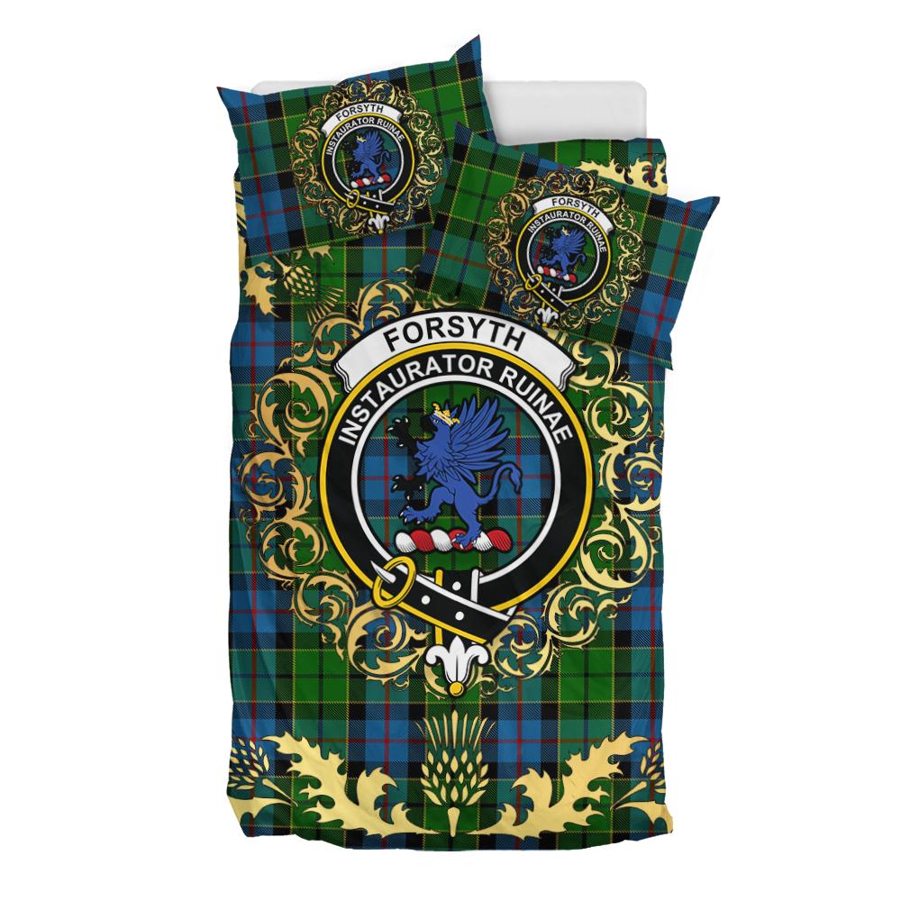 Forsyth 02 Tartan Crest Bedding Set - Golden Thistle Style