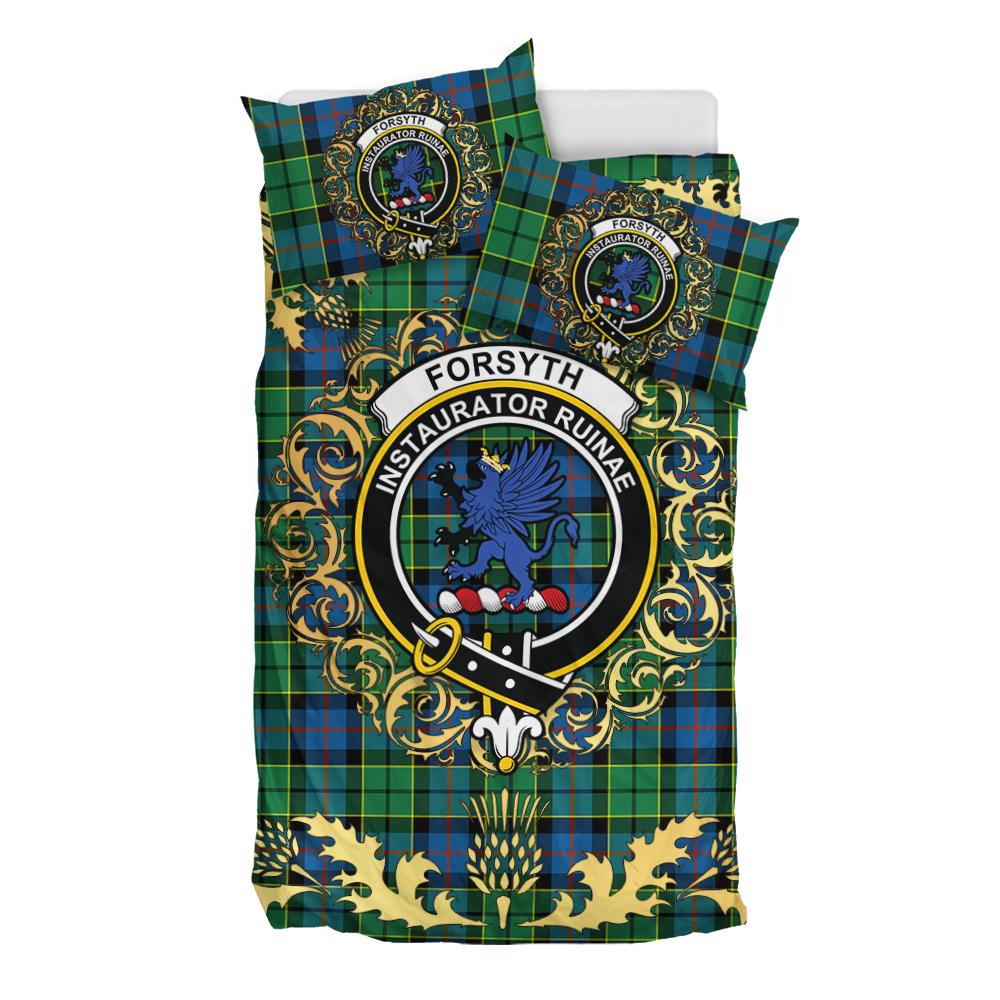 Forsyth Ancient Tartan Crest Bedding Set - Golden Thistle Style