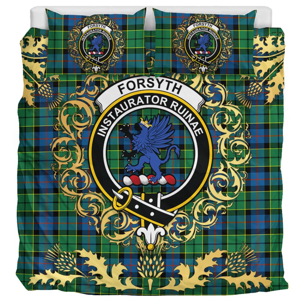 Forsyth Ancient Tartan Crest Bedding Set - Golden Thistle Style