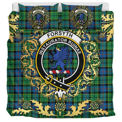 Forsyth Ancient Tartan Crest Bedding Set - Golden Thistle Style
