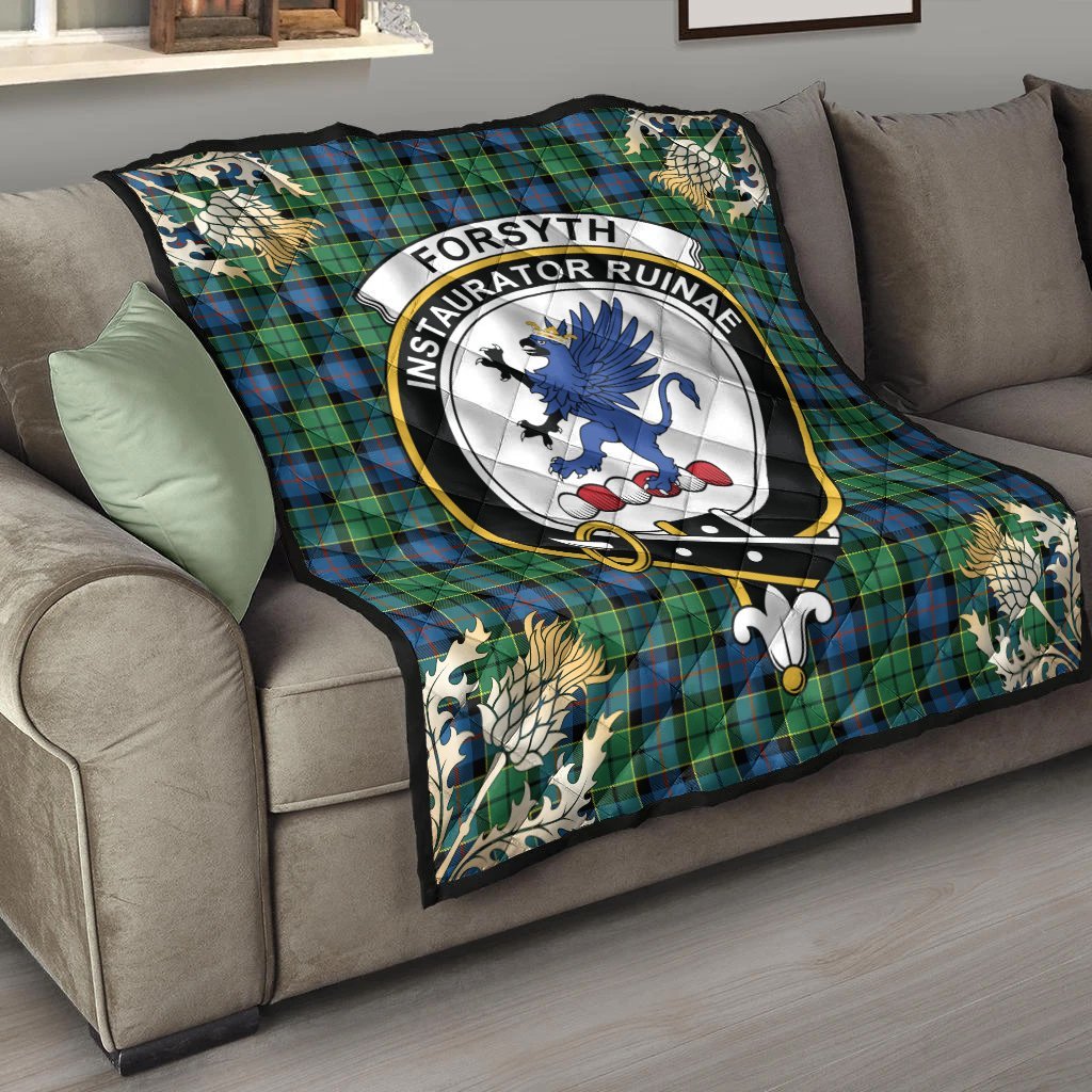 Forsyth Ancient Tartan Crest Premium Quilt - Gold Thistle Style