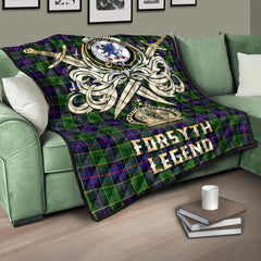 Forsyth Modern Tartan Crest Legend Gold Royal Premium Quilt