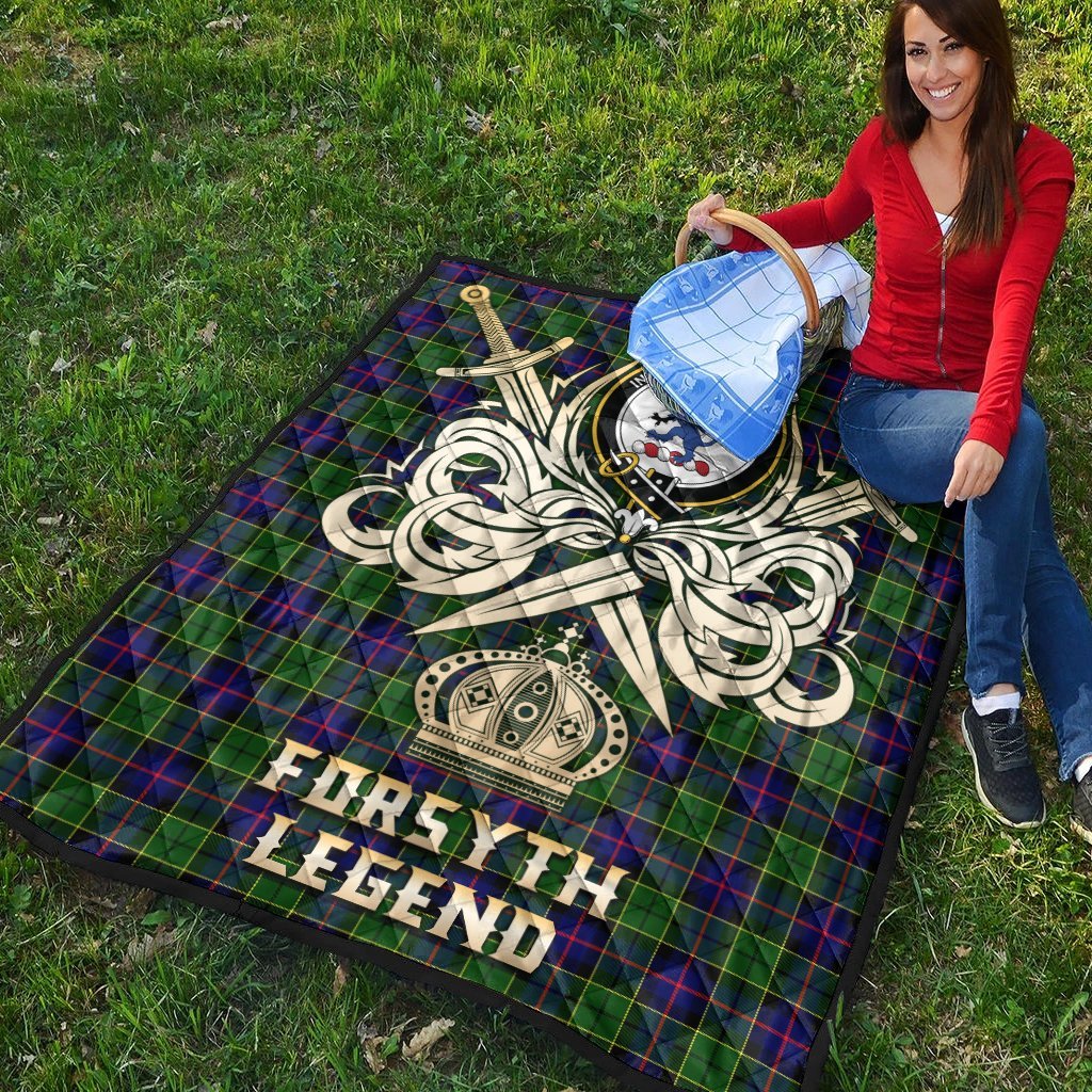 Forsyth Modern Tartan Crest Legend Gold Royal Premium Quilt