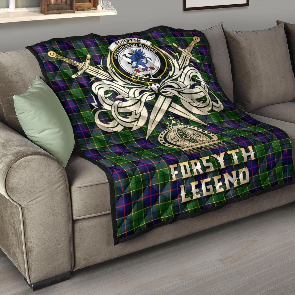 Forsyth Modern Tartan Crest Legend Gold Royal Premium Quilt