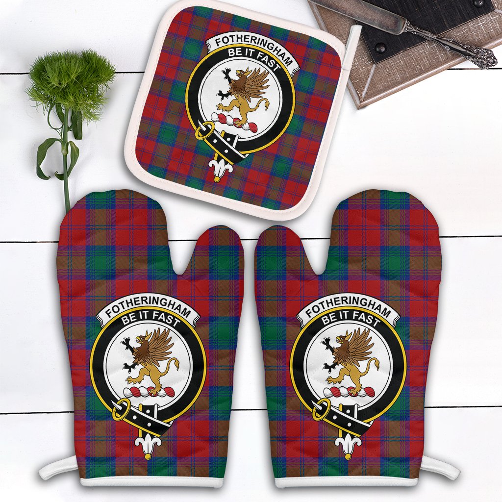 Fotheringham Modern Tartan Crest Oven Mitt And Pot Holder (2 Oven Mitts + 1 Pot Holder)