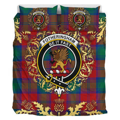 Fotheringham Modern Tartan Crest Bedding Set - Golden Thistle Style