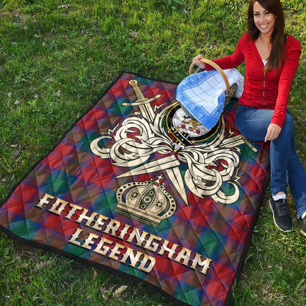 Fotheringham Modern Tartan Crest Legend Gold Royal Premium Quilt