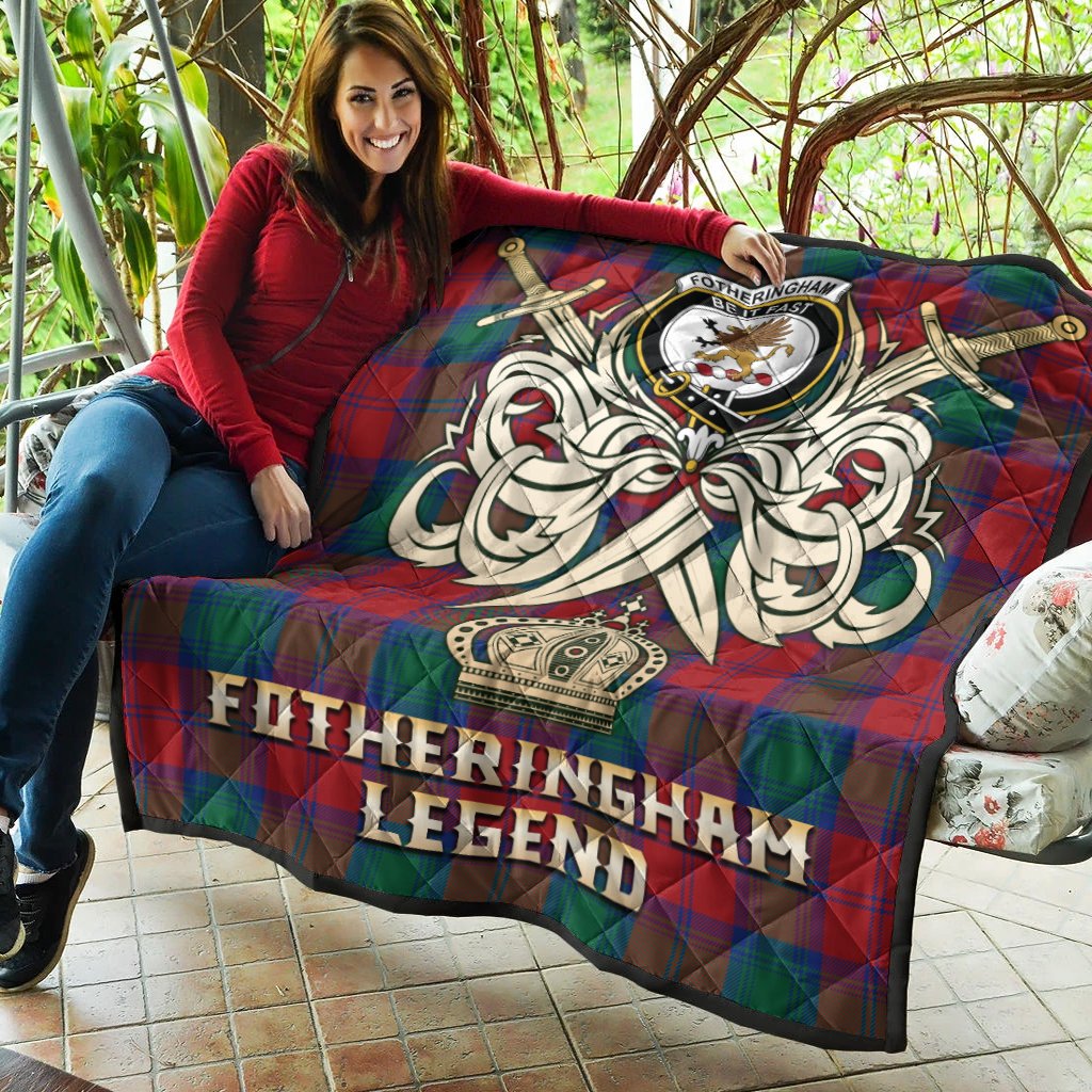 Fotheringham Modern Tartan Crest Legend Gold Royal Premium Quilt