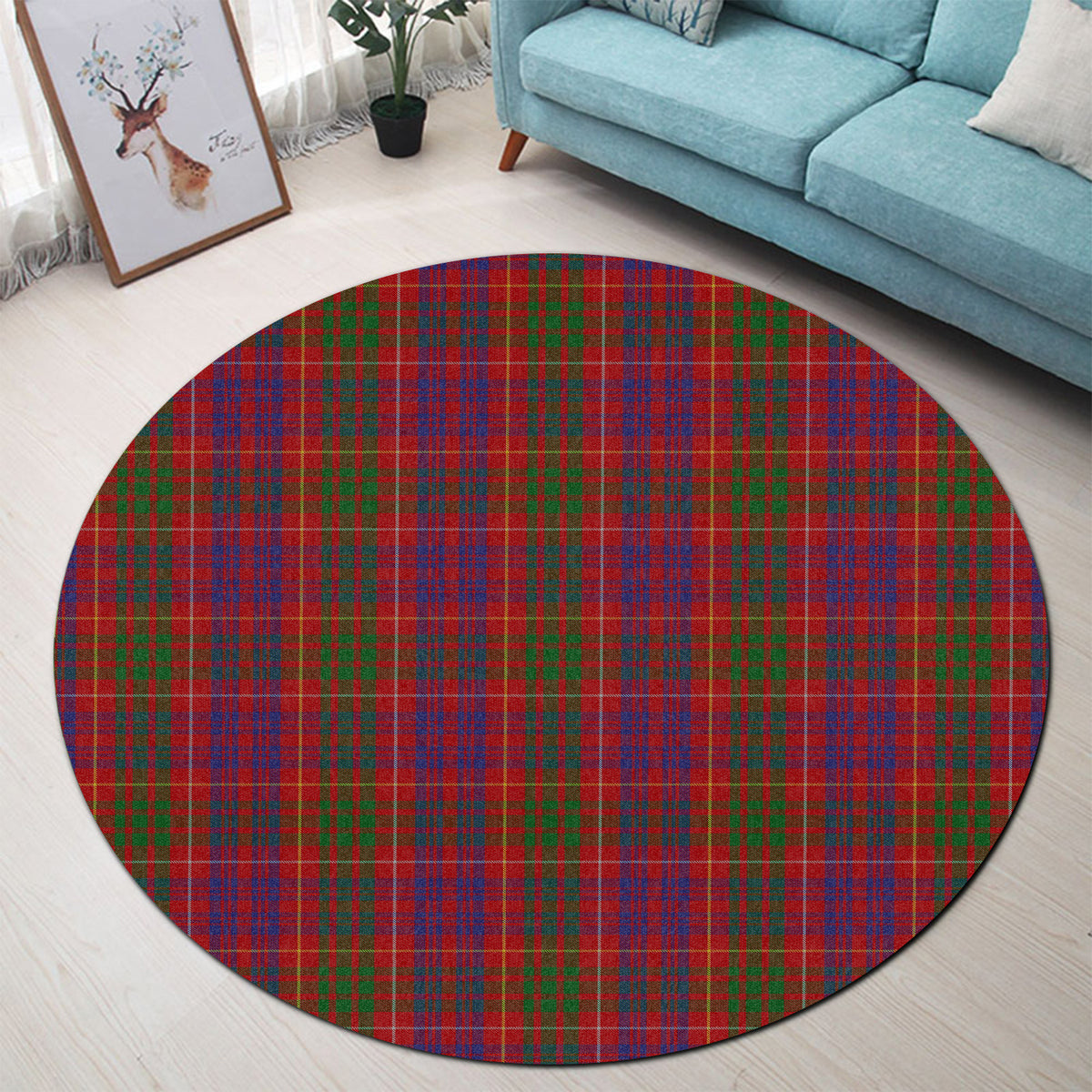 Fox Red Tartan Round Rug