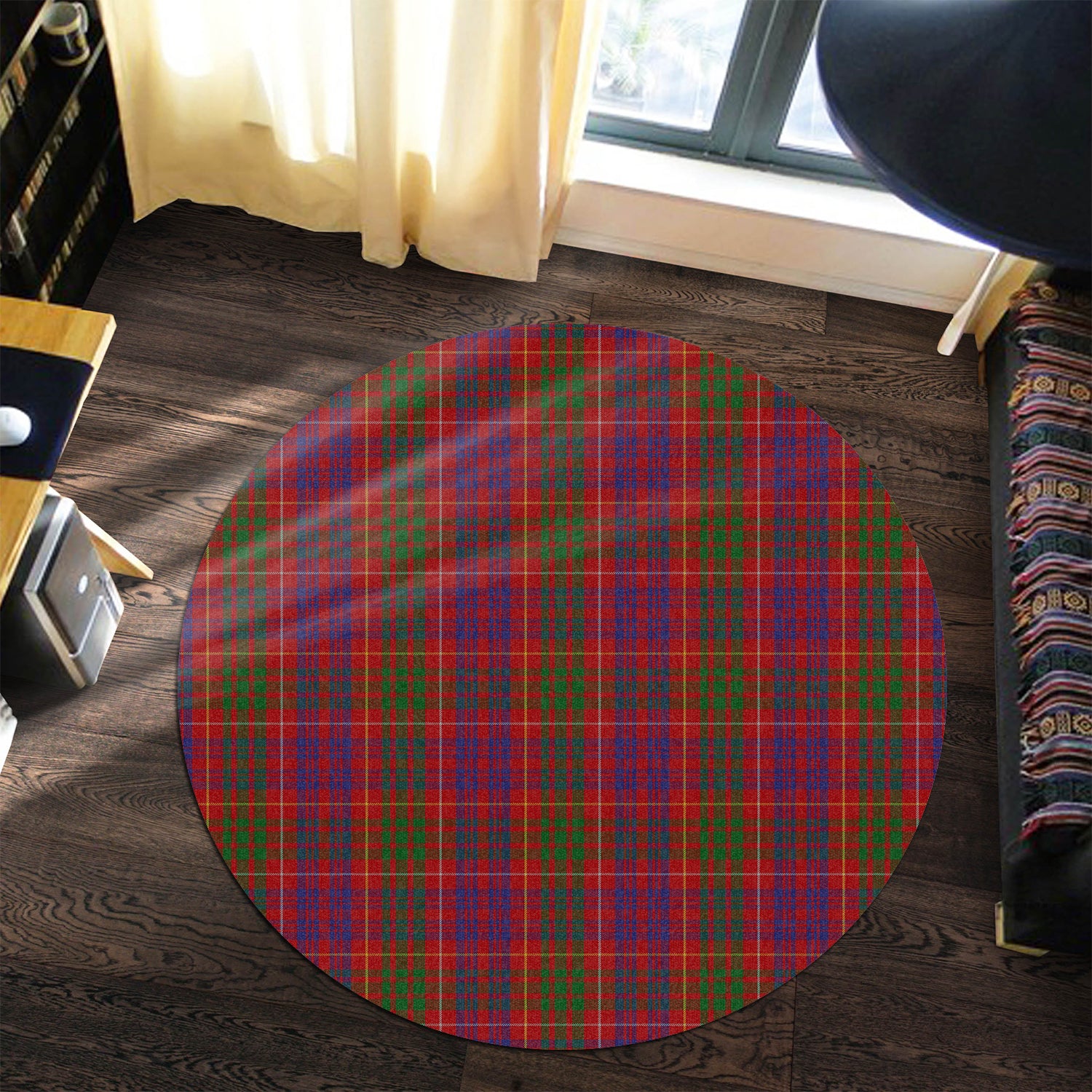 Fox Red Tartan Round Rug