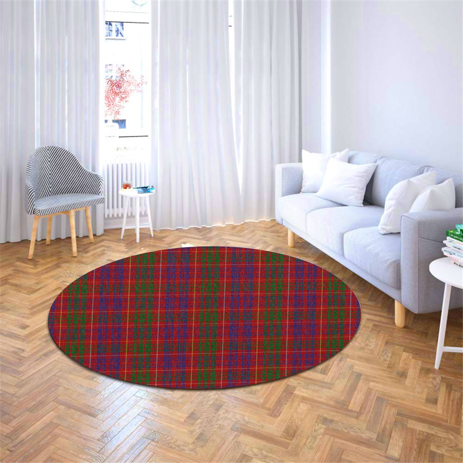 Fox Red Tartan Round Rug