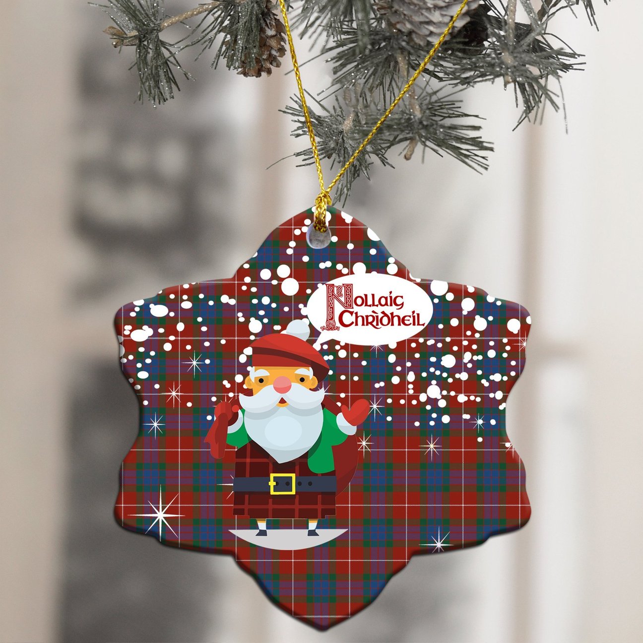 Fraser Ancient Tartan Christmas Ceramic Ornament - Santa Style