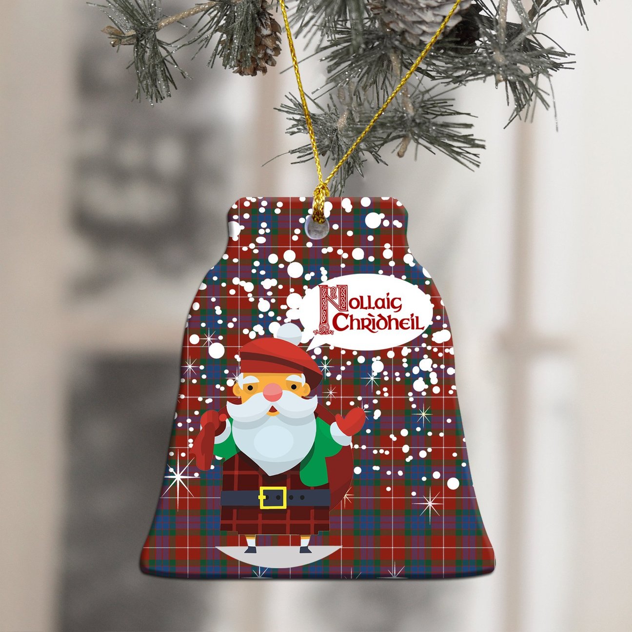 Fraser Ancient Tartan Christmas Ceramic Ornament - Santa Style