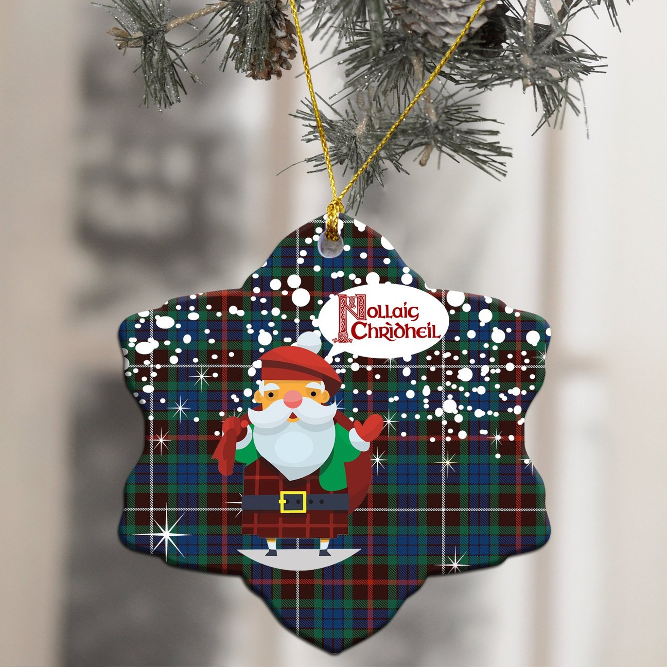 Fraser Hunting Ancient Tartan Christmas Ceramic Ornament - Santa Style