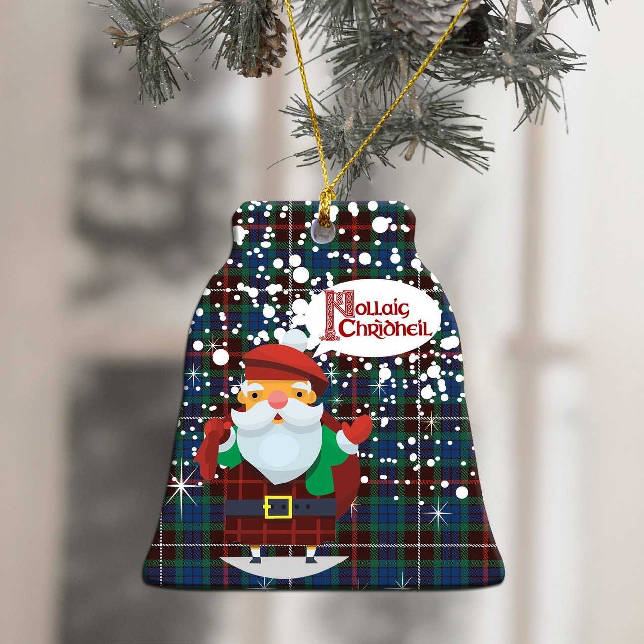 Fraser Hunting Ancient Tartan Christmas Ceramic Ornament - Santa Style