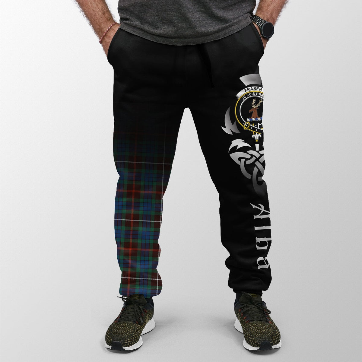 Fraser Hunting Ancient Tartan Crest Jogger Sweatpants - Alba Celtic Style