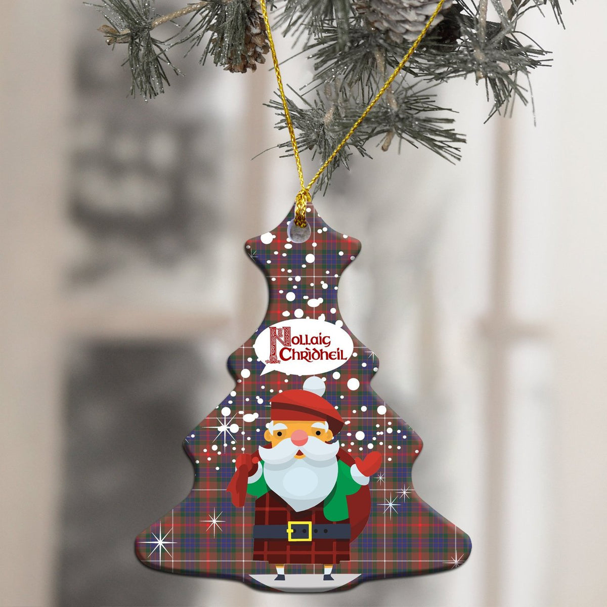 Fraser Hunting Modern Tartan Christmas Ceramic Ornament - Santa Style
