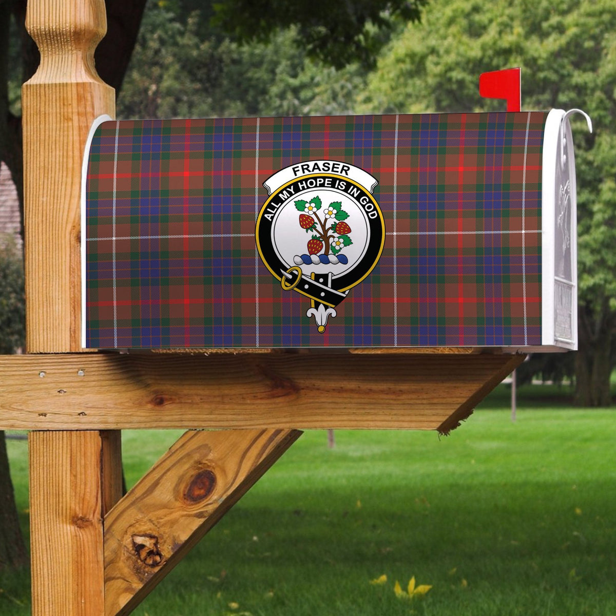 Fraser Hunting Modern Tartan Crest Mailbox