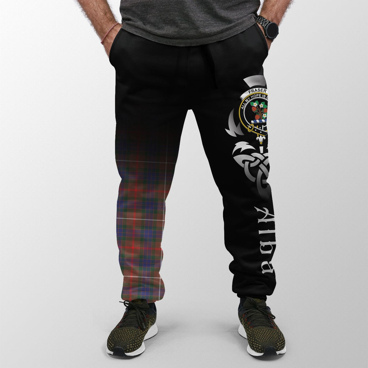 Fraser Hunting Modern Tartan Crest Jogger Sweatpants - Alba Celtic Style