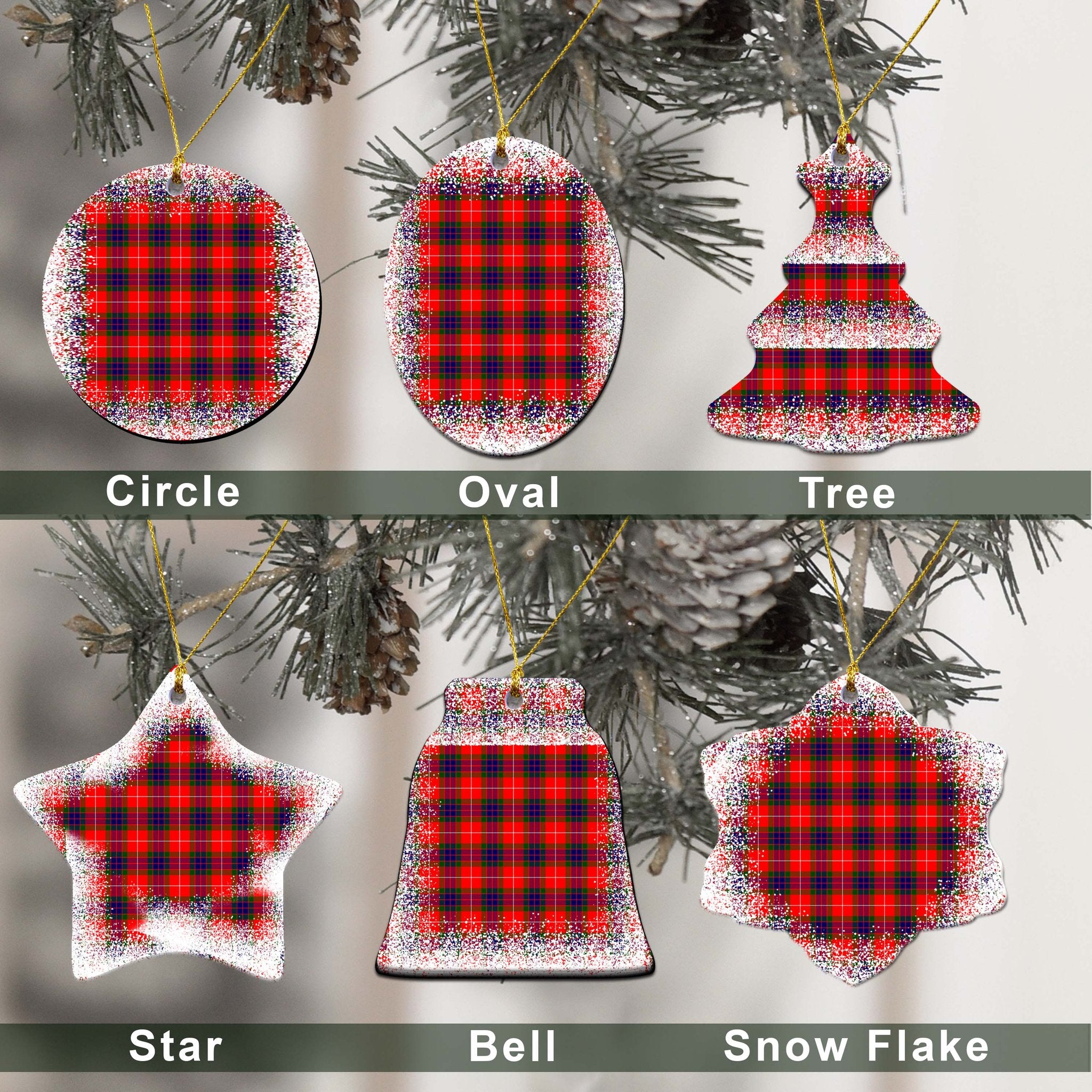 Fraser Tartan Christmas Ceramic Ornament - Snow Style