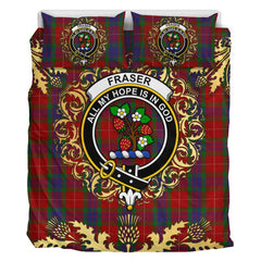 Fraser 01 Tartan Crest Bedding Set - Golden Thistle Style
