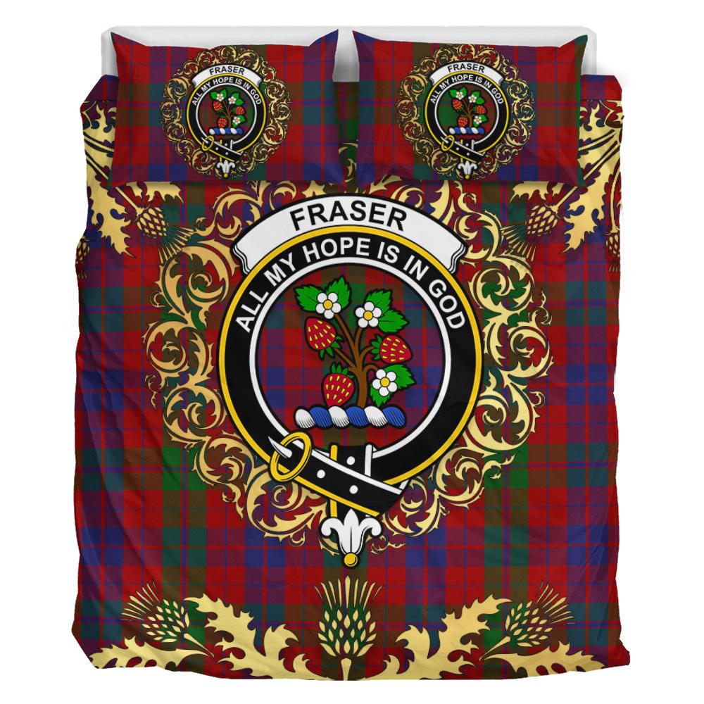 Fraser 02 Tartan Crest Bedding Set - Golden Thistle Style