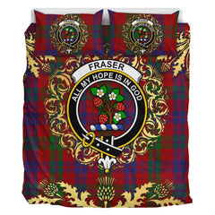 Fraser 02 Tartan Crest Bedding Set - Golden Thistle Style