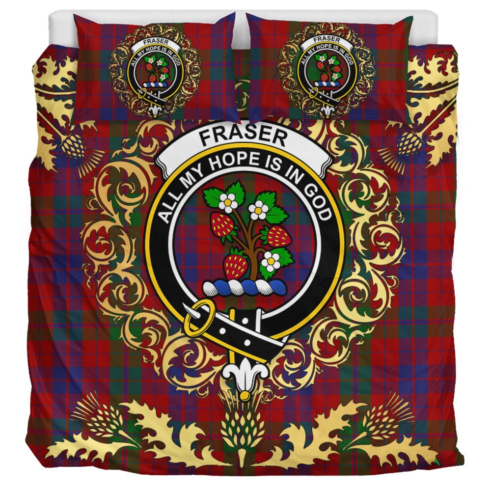 Fraser 02 Tartan Crest Bedding Set - Golden Thistle Style