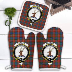 Fraser Ancient Tartan Crest Oven Mitt And Pot Holder (2 Oven Mitts + 1 Pot Holder)