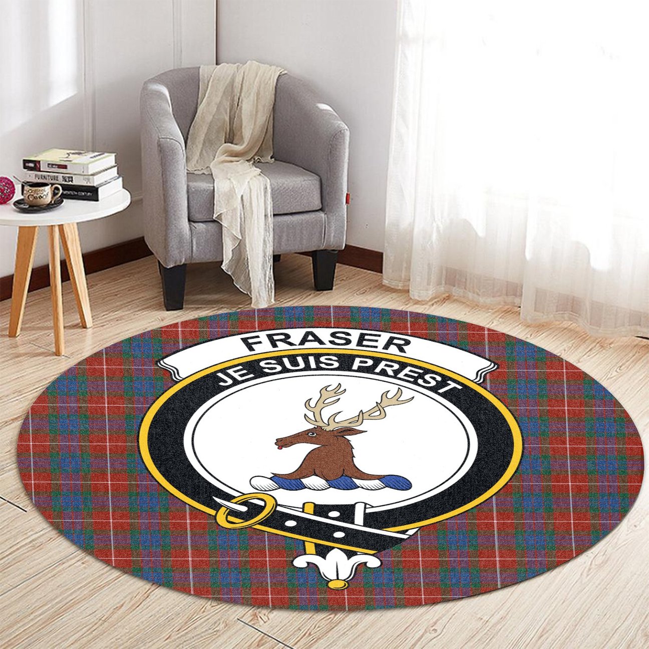 Fraser Ancient Tartan Crest Round Rug