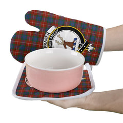 Fraser Ancient Tartan Crest Oven Mitt And Pot Holder (2 Oven Mitts + 1 Pot Holder)